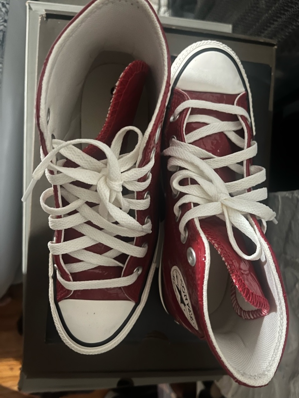 Converse High Top Sneakers - Burgundy Patent - Picture 3 of 3